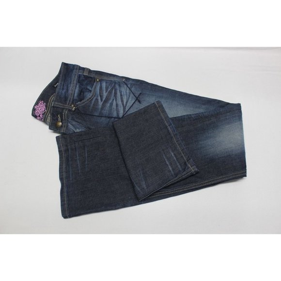 Express Be Rock women's embroidered vintage wash boot cut low-rise jeans 4 - Picture 4 of 13